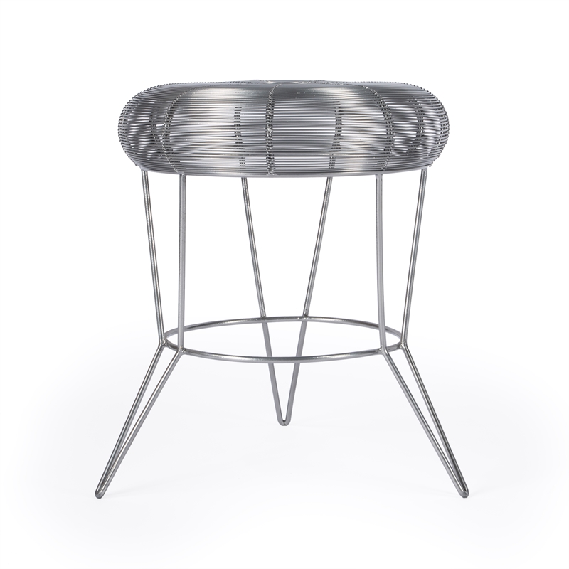 Home Square Decorative Wire Iron Accent Table in Dark Silver - Set of 2