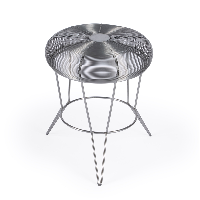 Home Square Decorative Wire Iron Accent Table in Dark Silver - Set of 2