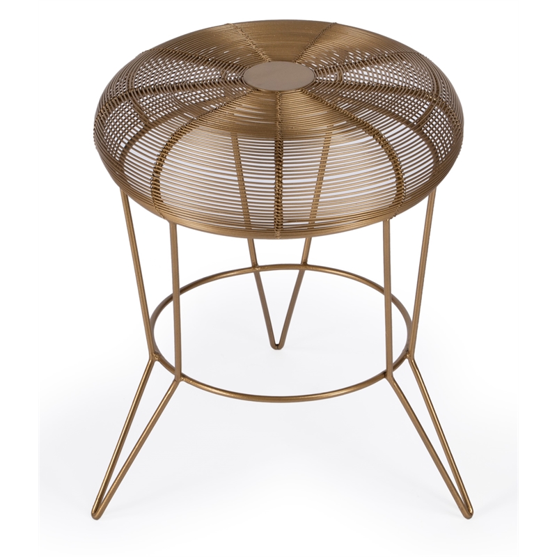 Home Square Decorative Wire Accent Table in Gold Finish - Set of 2
