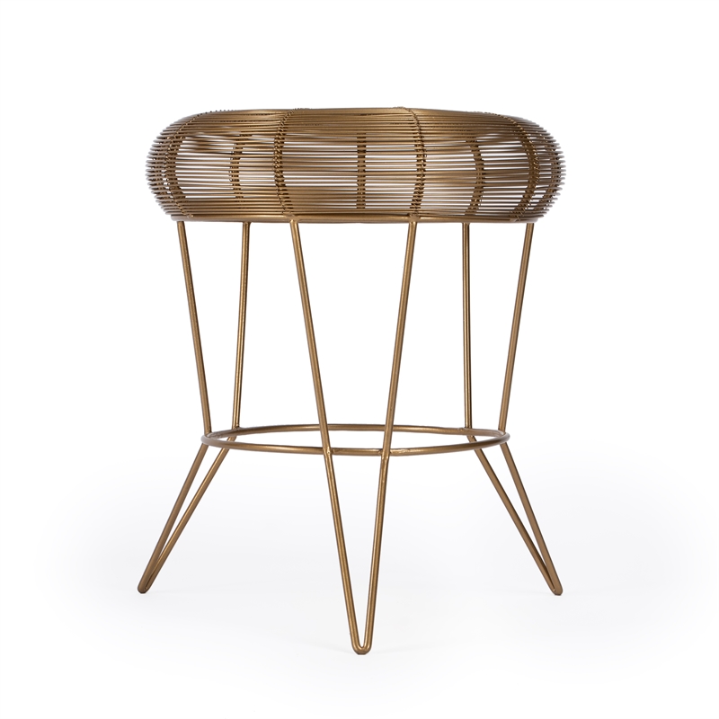 Home Square Decorative Wire Accent Table in Gold Finish - Set of 2
