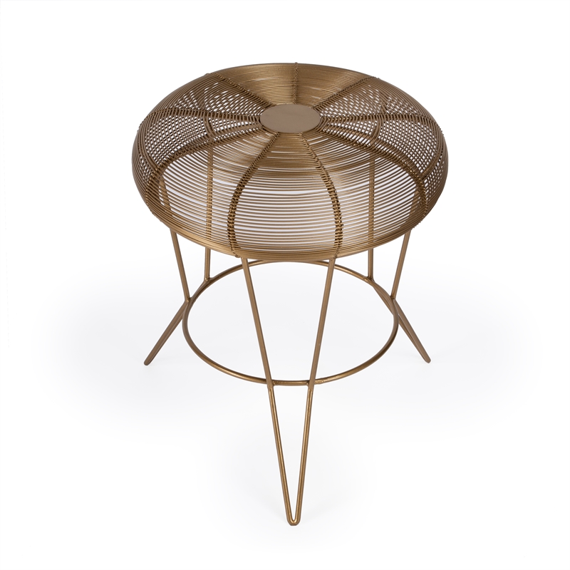 Home Square Decorative Wire Accent Table in Gold Finish - Set of 2