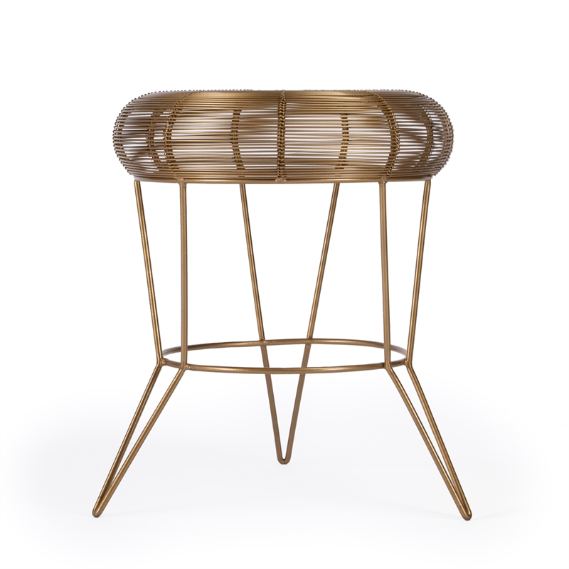 Home Square Decorative Wire Accent Table in Gold Finish - Set of 2