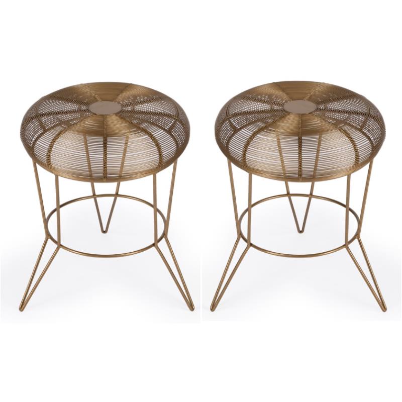 Home Square Decorative Wire Accent Table in Gold Finish - Set of 2