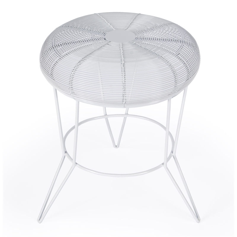 Home Square Decorative Wire Iron Accent Table in Bright White - Set of 2
