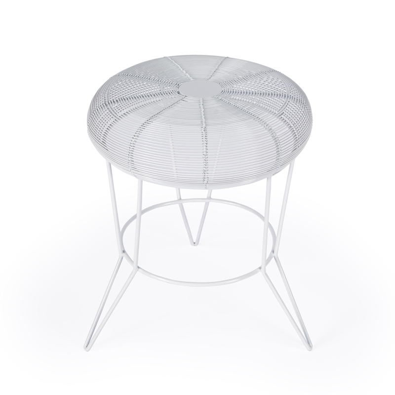 Home Square Decorative Wire Iron Accent Table in Bright White - Set of 2