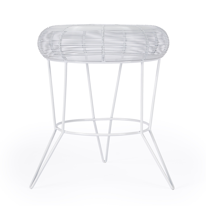 Home Square Decorative Wire Iron Accent Table in Bright White - Set of 2