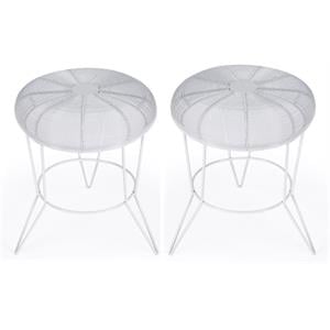 Home Square Decorative Wire Iron Accent Table in Bright White - Set of 2
