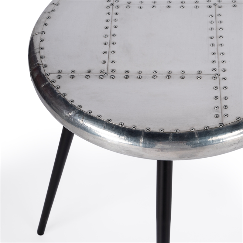 Home Square Metal Aviator Accent Table in Silver Finish - Set of 2