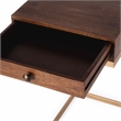 Home Square 1 Drawer Iron C Shaped End Table in Walnut and Gold - Set of 2