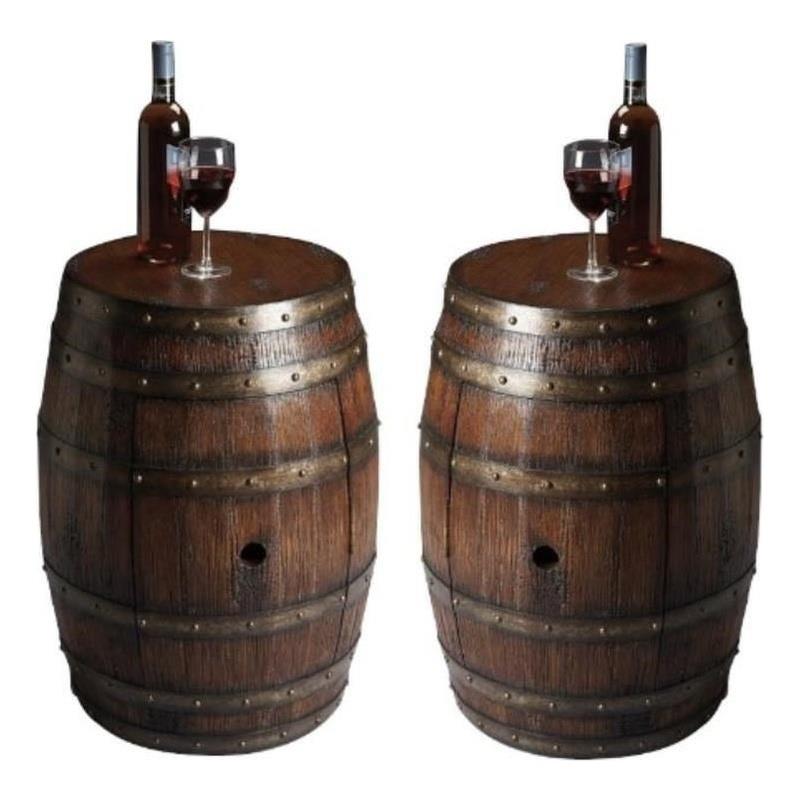 Home Square Transitional Barrel Table in Mountain Lodge - Set of 2