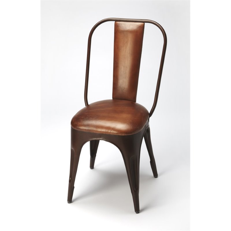 Home Square Industrial Chic Dining Chair in Brown - Set of 2