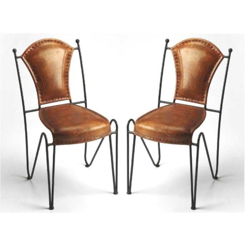 Home Square Modern Leather Side Chair in Medium Brown - Set of 2