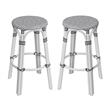 Home Square Modern Rattan Backless Bar Stool in White - Set of 2
