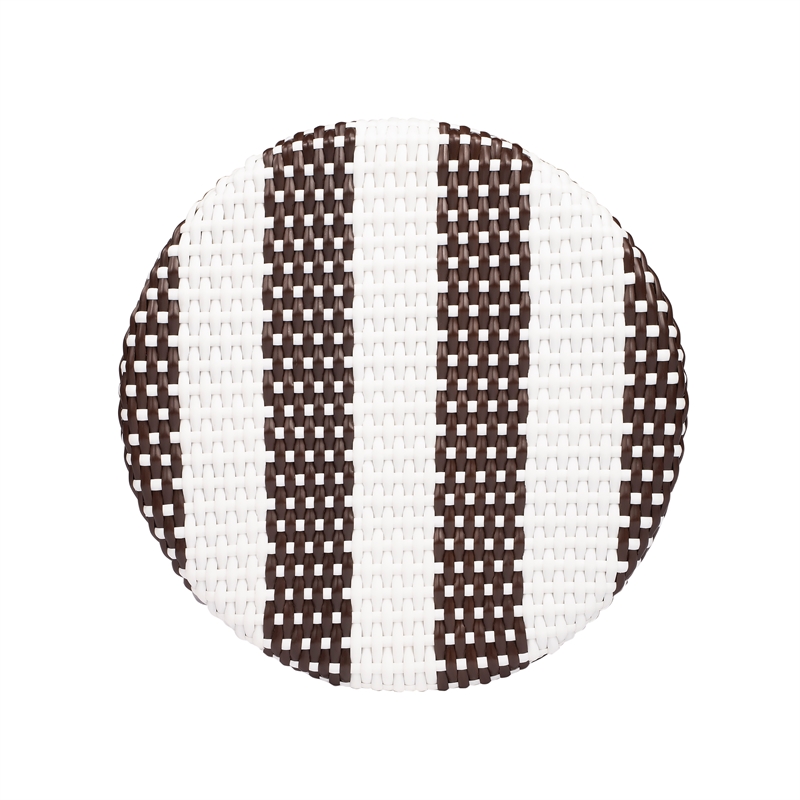 Home Square Rattan Backless Bar Stool in Coffee & White - Set of 2
