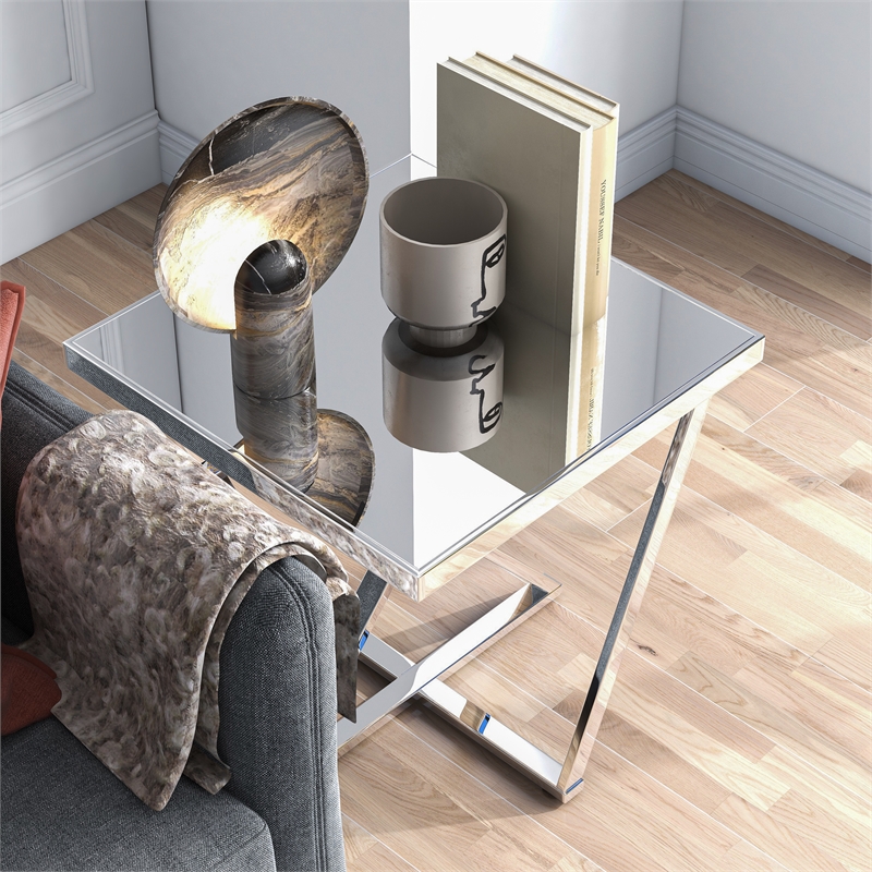 Home Square 3-Piece Set with Coffee Table End Table & Sofa Table in Chrome