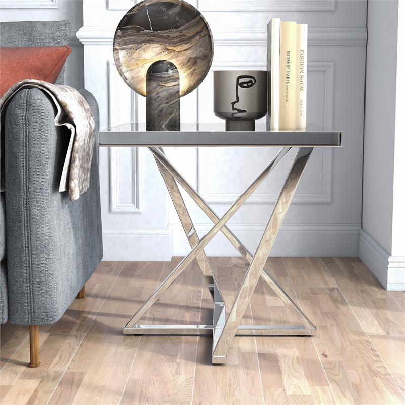 Home Square 3-Piece Set with Coffee Table End Table & Sofa Table in Chrome