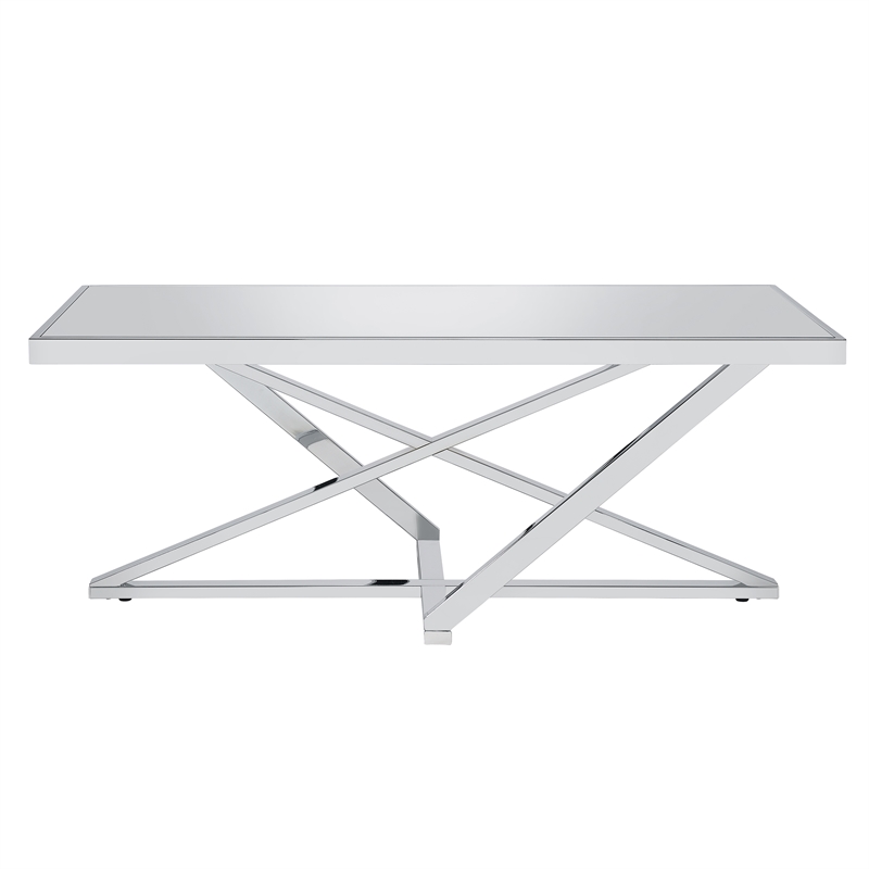 Home Square 3-Piece Set with Coffee Table End Table & Sofa Table in Chrome