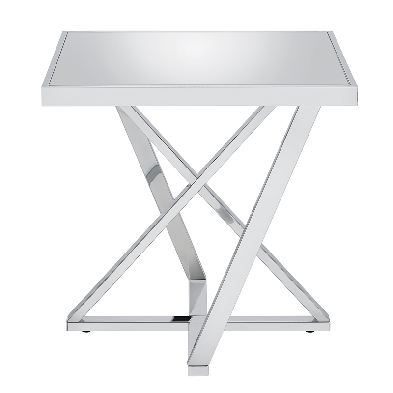 Home Square 3-Piece Set with Coffee Table End Table & Sofa Table in Chrome