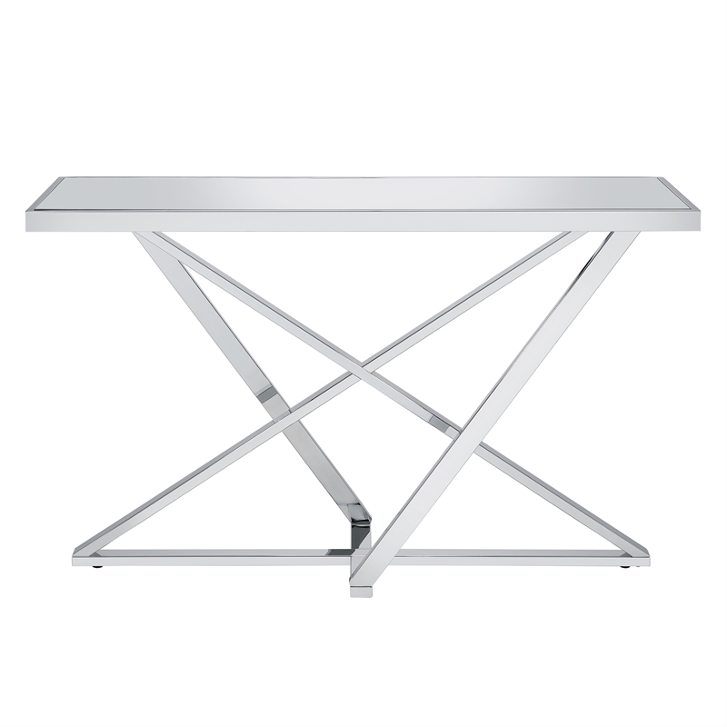 Home Square 3-Piece Set with Coffee Table End Table & Sofa Table in Chrome
