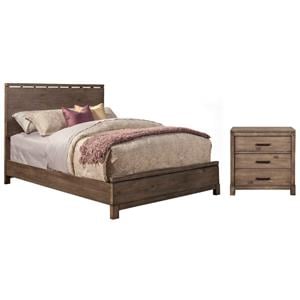 Home Square 2-Piece Set with Full Size Panel Bed & 2 Drawer Nightstand