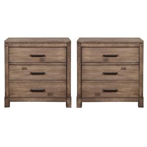 Home Square 2 Drawer Wood Nightstand in Weathered Gray - Set of 2