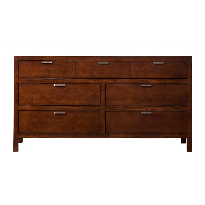 Home Square 3-Piece Set with 2 Nightstands & 7 Drawer Dresser in Cappuccino