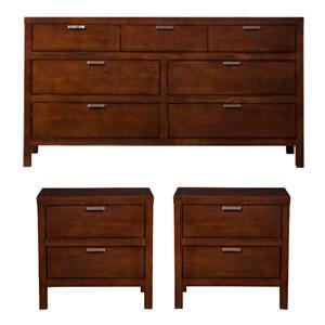 Home Square 3-Piece Set with 2 Nightstands & 7 Drawer Dresser in Cappuccino