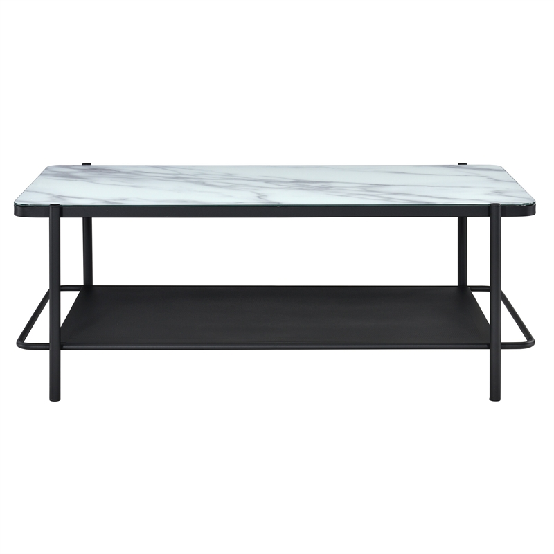 Home Square 2-Piece Set with Sofa Table & Coffee Table in Black and White