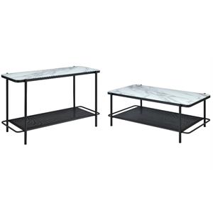 Home Square 2-Piece Set with Sofa Table & Coffee Table in Black and White