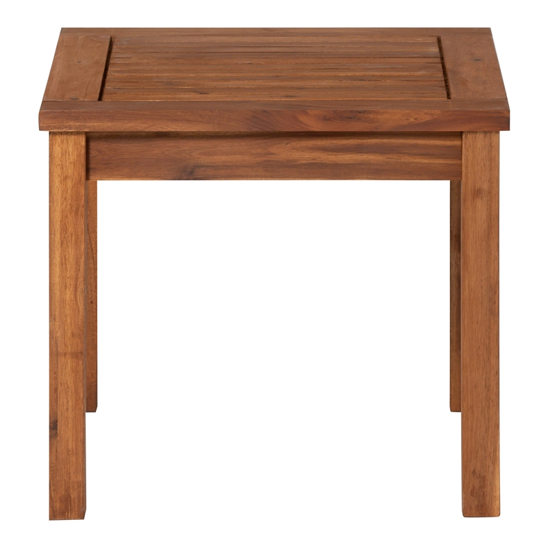 Home Square Wood Patio Simple Side Table in Brown - Set of 2
