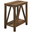 Home Square Narrow End Table with Open Storage Shelf in Rustic Oak - Set of 2