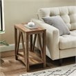 Home Square Narrow End Table with Open Storage Shelf in Rustic Oak - Set of 2