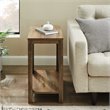Home Square Narrow End Table with Open Storage Shelf in Rustic Oak - Set of 2