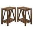 Home Square Narrow End Table with Open Storage Shelf in Rustic Oak - Set of 2