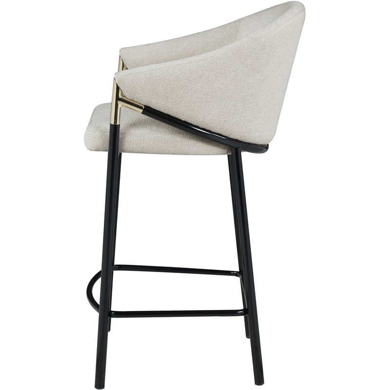 Home Square Sloped Arm Counter Height Stool in Beige and Glossy Black - Set of 2
