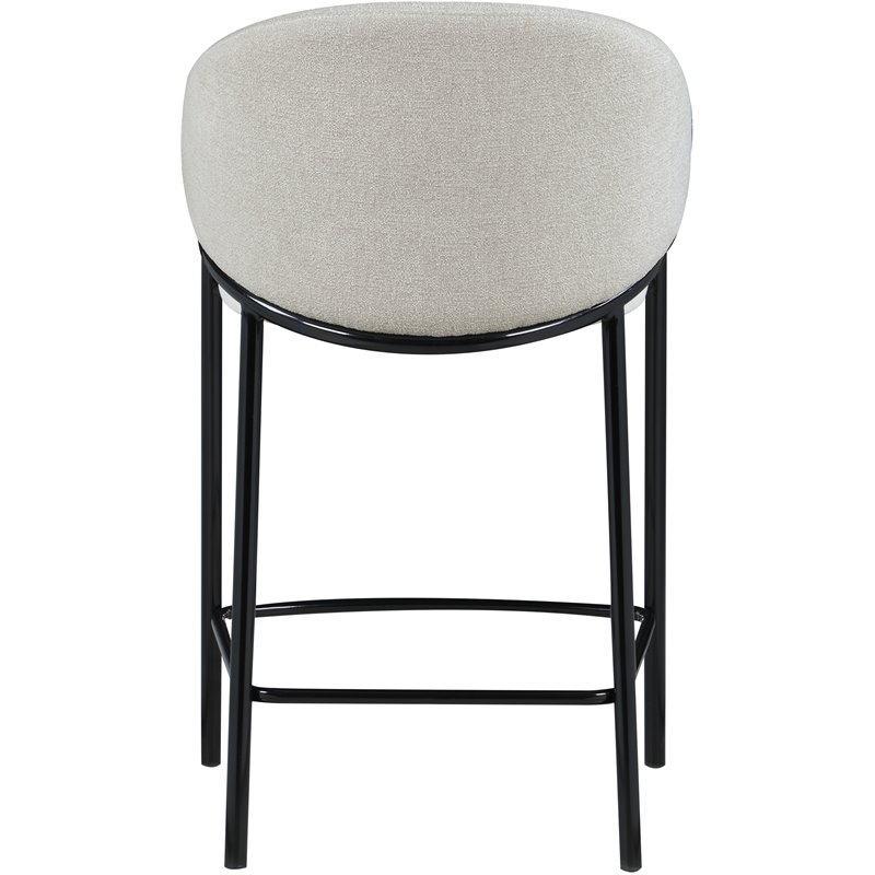 Home Square Sloped Arm Counter Height Stool in Beige and Glossy Black - Set of 2