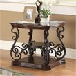 Home Square Glass Top Accent End Table in Deep Merlot - Set of 2