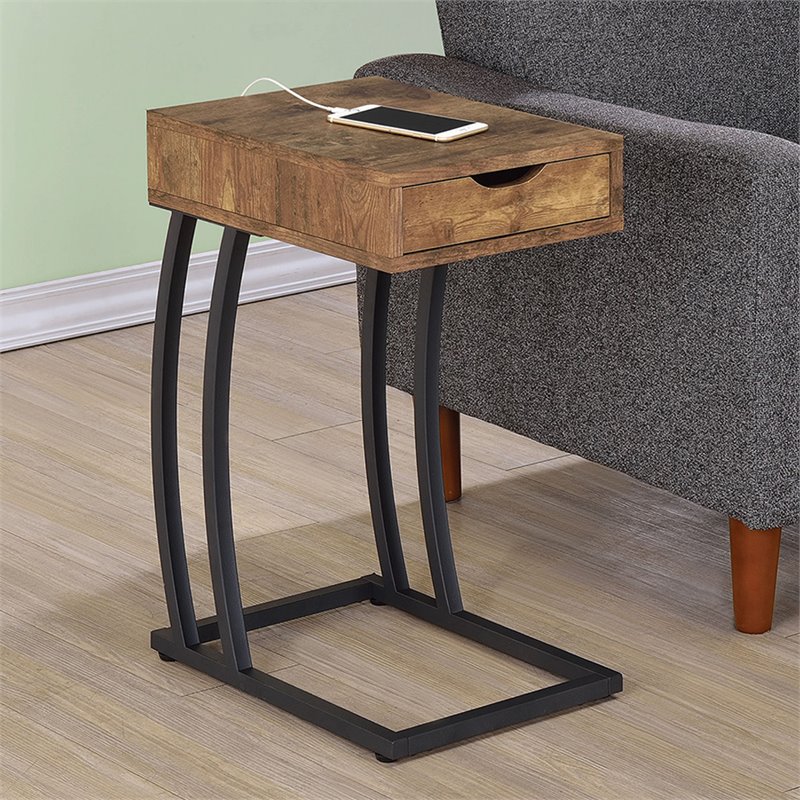 Home Square End Table with 2 Power Outlets and USB Ports - Set of 2