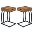 Home Square End Table with 2 Power Outlets and USB Ports - Set of 2
