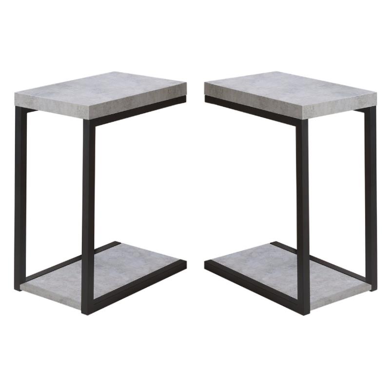 Home Square Contemporary Faux Cement End Table in Black - Set of 2