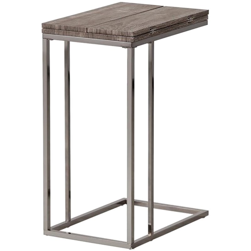 Home Square Expandable End Table in Weathered Gray and Black Nickel - Set of 2