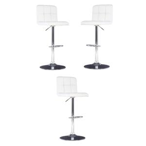 Home Square 24&quot-32&quot Adjustable Metal Barstool in White - Set of 3