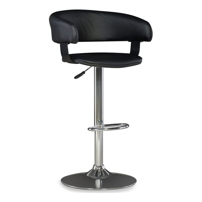 Home Square Curved Back Metal Adjustable Barstool in Black - Set of 3