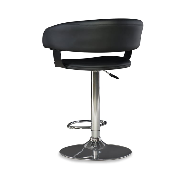 Home Square Curved Back Metal Adjustable Barstool in Black - Set of 3