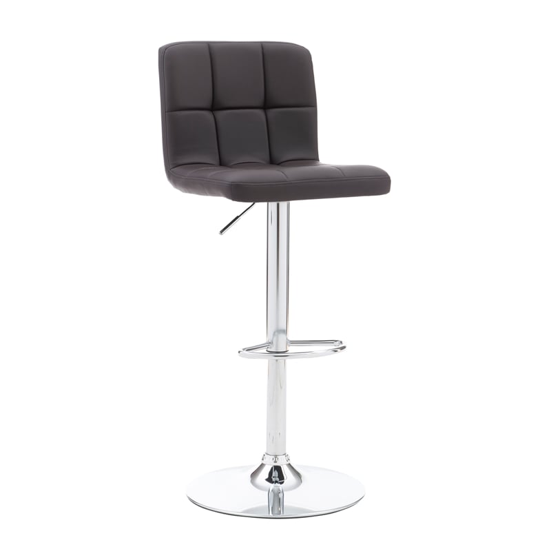 Home Square Metal Upholstered Adjustable Barstool in Chocolate Brown - Set of 3