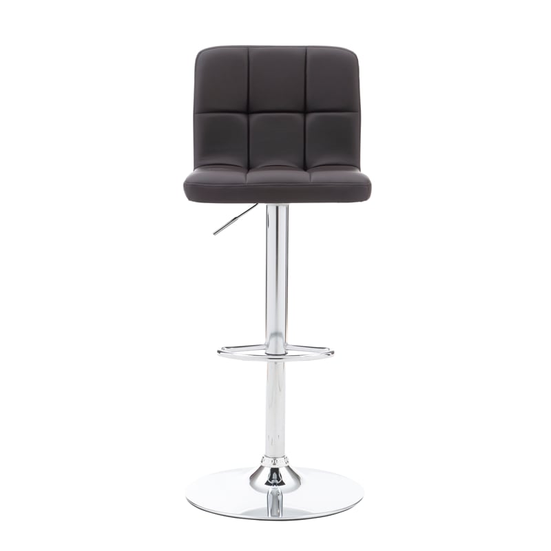 Home Square Metal Upholstered Adjustable Barstool in Chocolate Brown - Set of 3