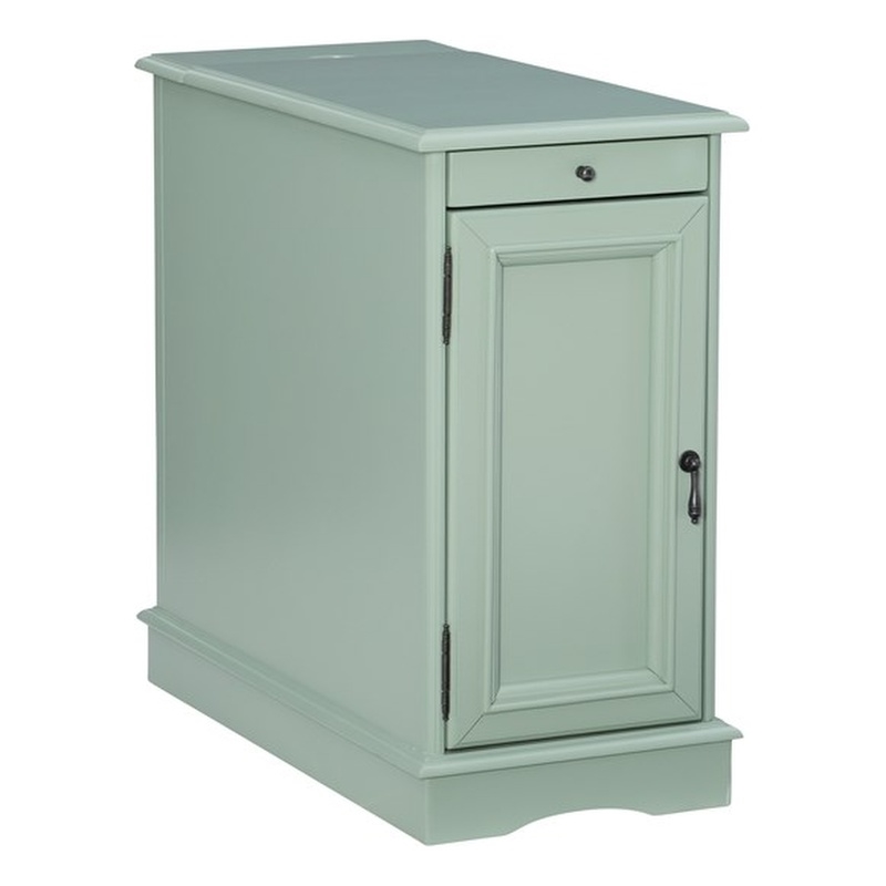 Home Square Butler Wood Accent Table with USB in Aqua Blue - Set of 2