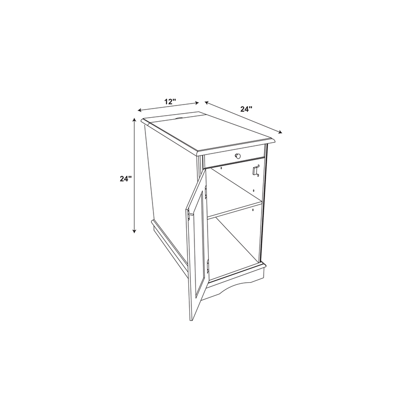 Home Square Butler Wood Accent Table with USB in Black - Set of 2