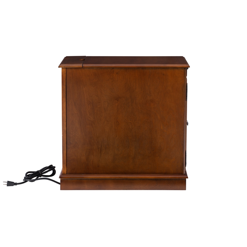 Home Square Wood Accent Table with USB in Hazelnut Brown - Set of 2
