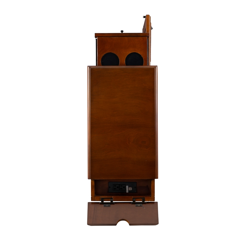 Home Square Wood Accent Table with USB in Hazelnut Brown - Set of 2